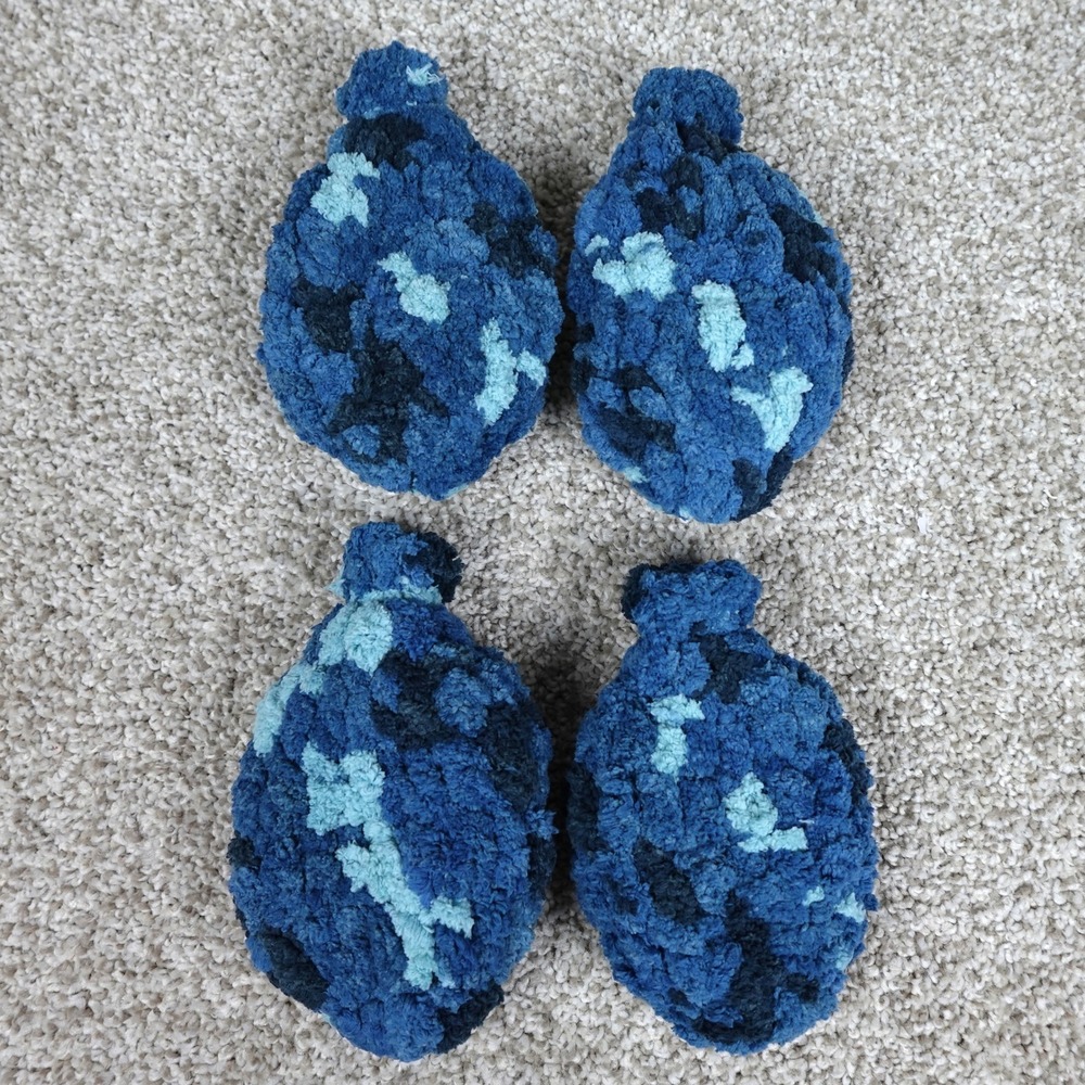 Handmade Reusable Crochet Water Balloons Blue Camo Set of 4 Eco-Friendly Toys